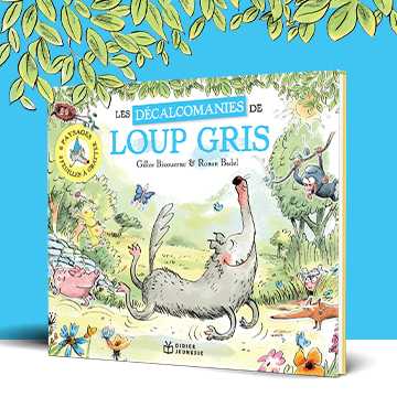Loup gris en décalcomanies