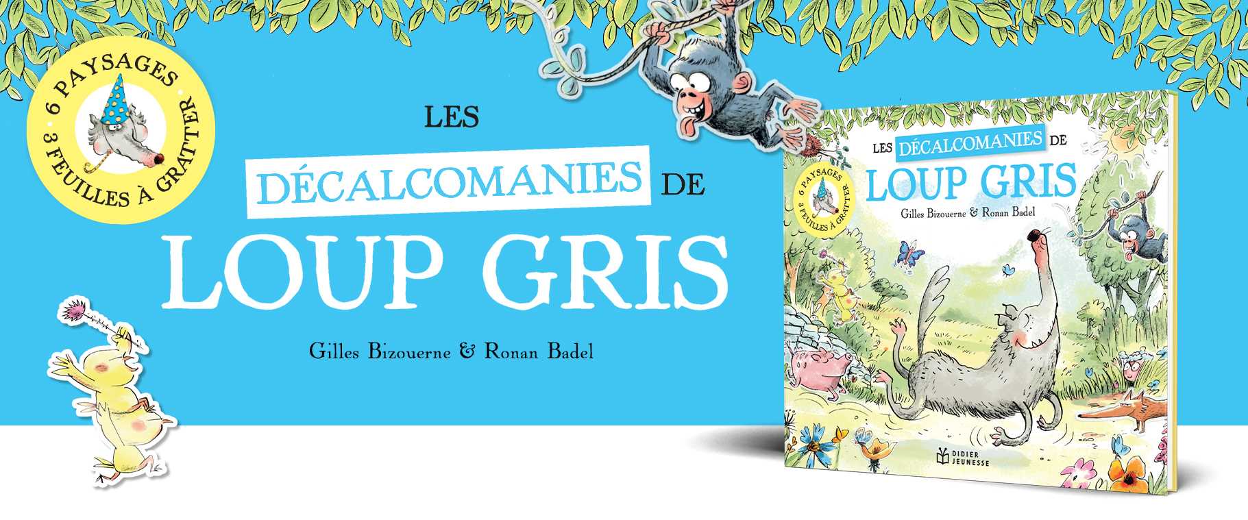 Loup gris en décalcomanies