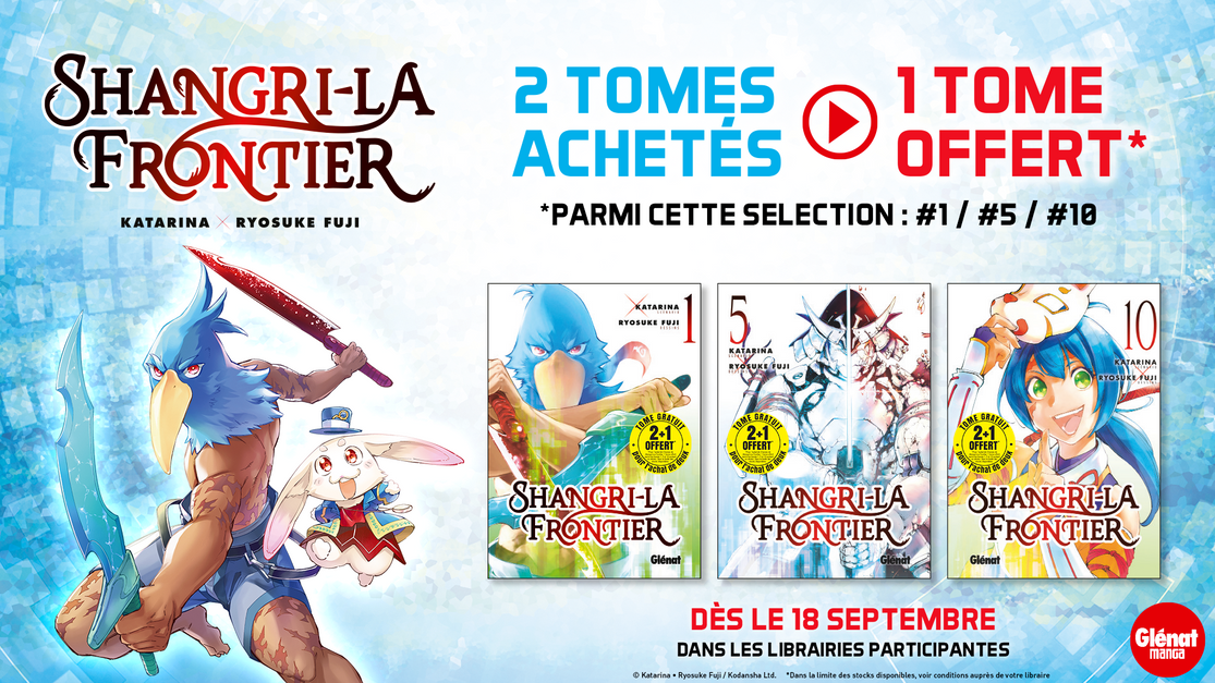 2 tomes de Shangri-La Frontier achetés = 1 tome offert ! | Éditions Glénat