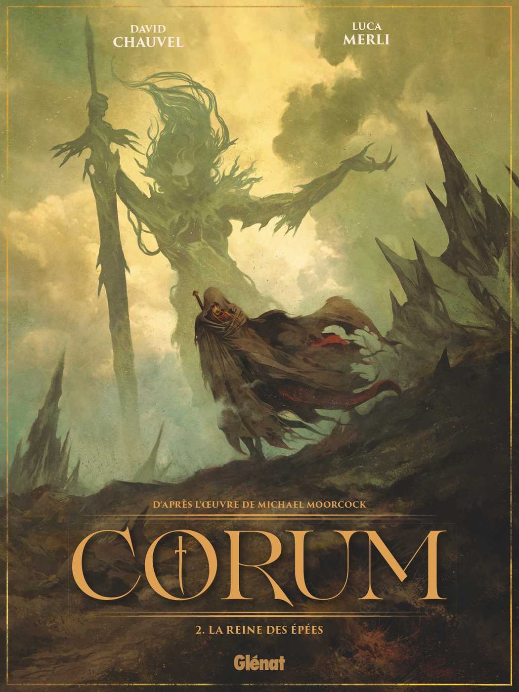 Couverture Corum T2 La Reine des épées Chauvel Merli Glénat